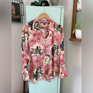 Zara Satin Printed Shirt, Size Small